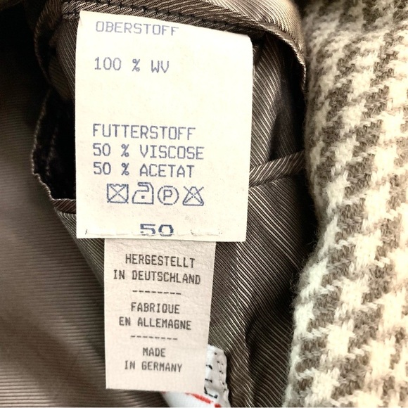 Bogie Men's Classic Houndstooth Two Button Wool Blazer Made In Germany Size 50 - Picture 5 of 10